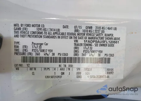 2015 Ford C-Max Hybrid Se z USA, uszkodzony, nr VIN 1FADP5AU5FL120661